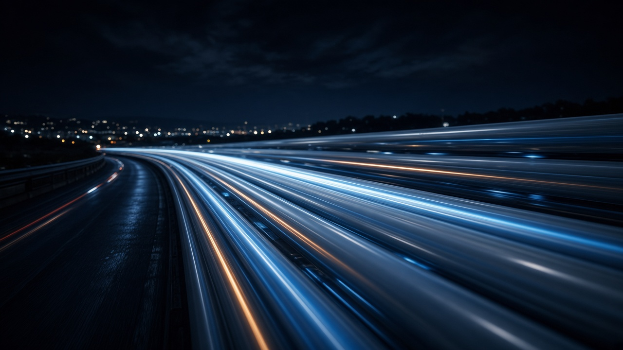 Speed-test gauge dashboard with rising throughput bars
