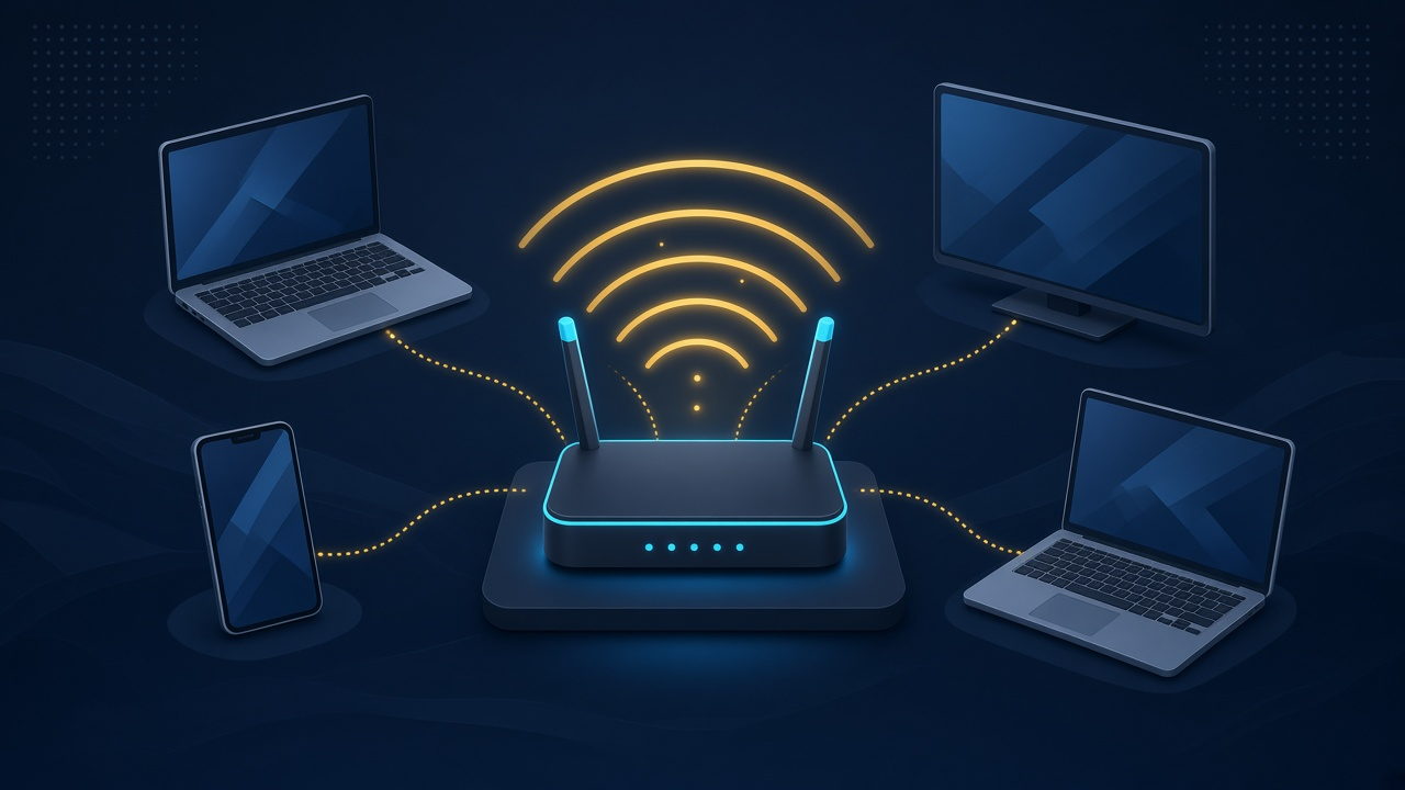 Illustration explaining Wireless Fidelity Wi-Fi
