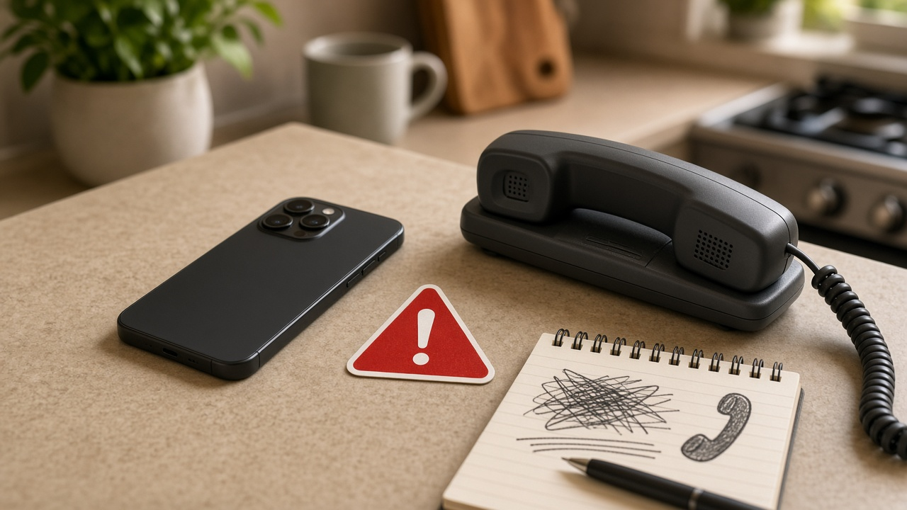 Smartphone displaying a suspicious incoming call warning